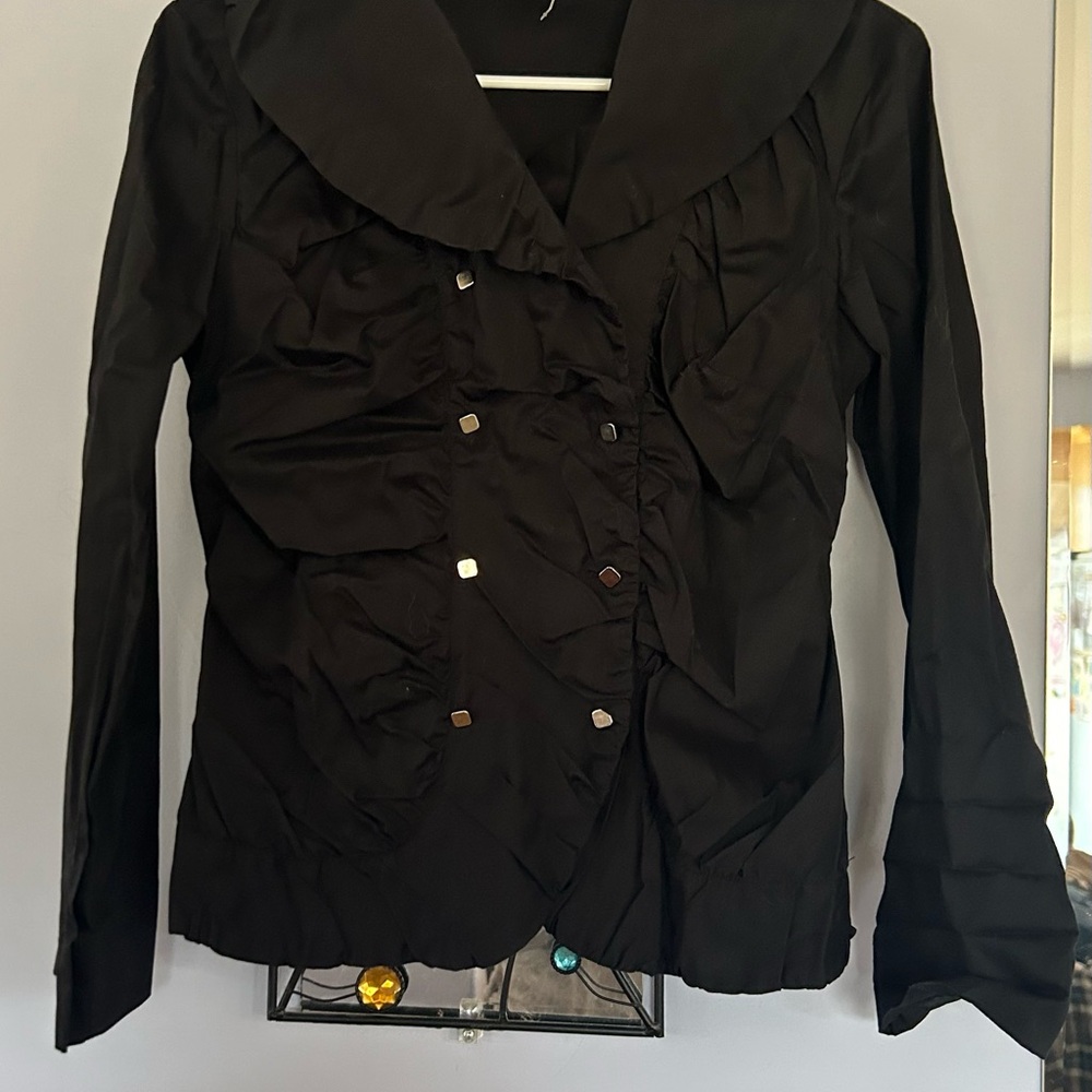 Black button up dress top/blouse